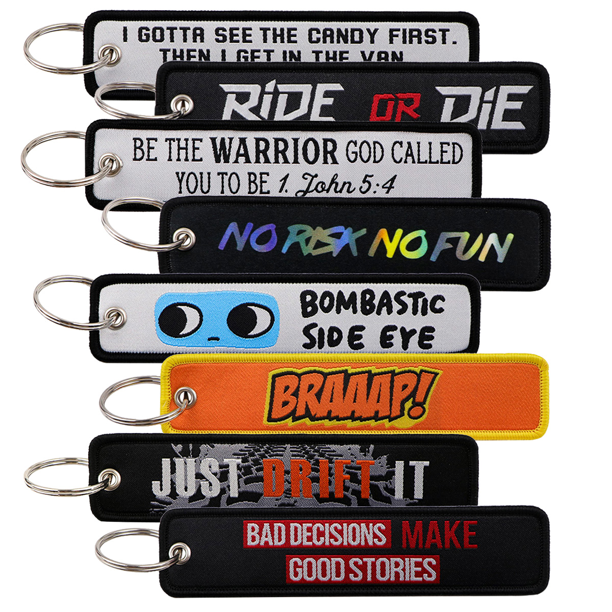 Car Accessories Quotation - No Risk No Fun Embroidery Keychain