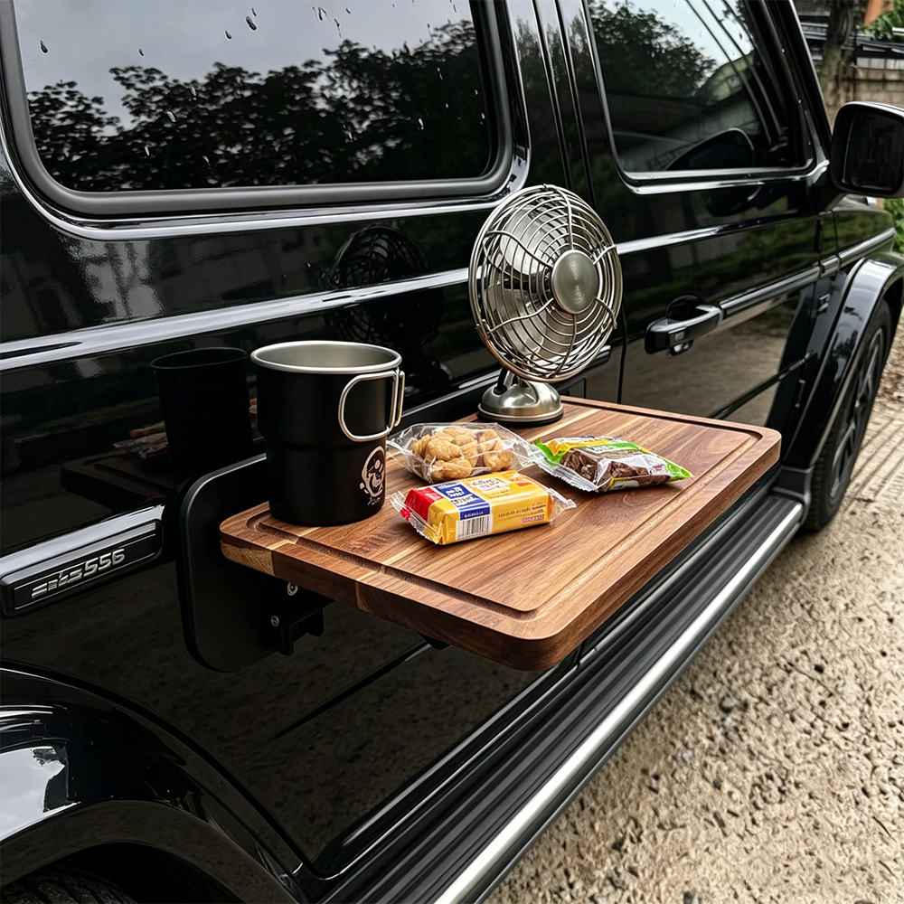 Car Accessories Essentials - 1PC Car Side Folding Wooden Table