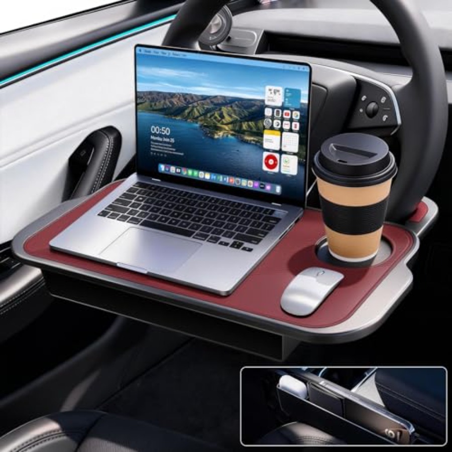 Back Seat Car Table - 2-in-1 Car Steering Wheel Desk Tray