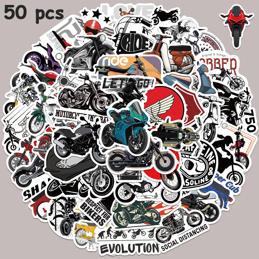 Car Accessories Nz - 50pcs Retro Motorcycle Sticker For Bicycle