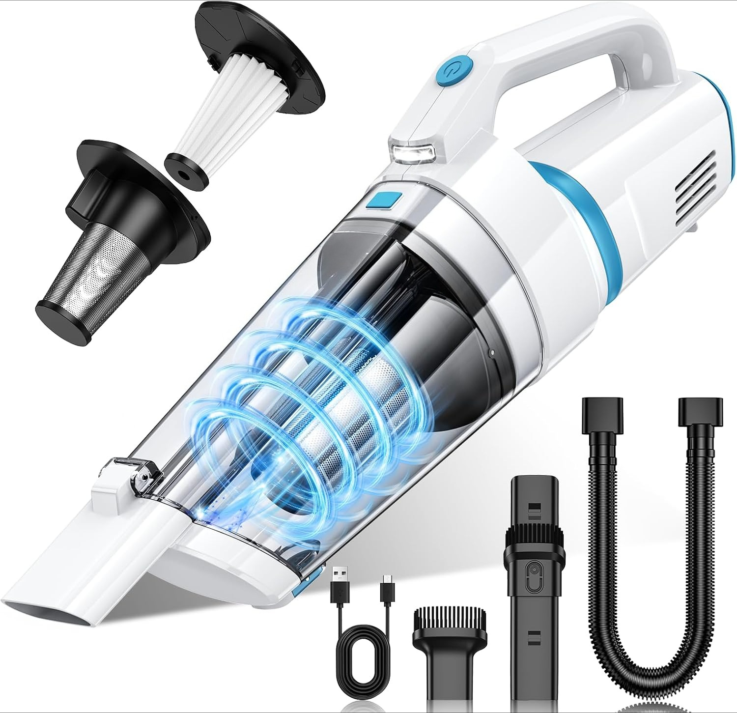 Car Vacuum Cleaner - 16000PA High Suction Rechargeable Cordless Handheld